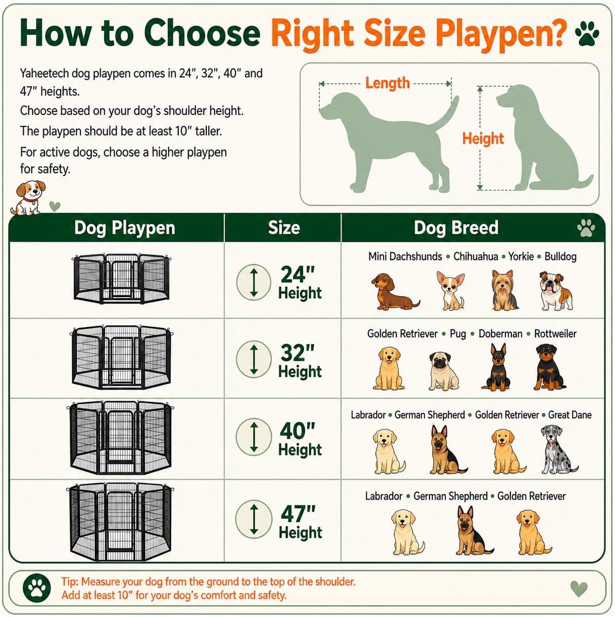 Yaheetech 16-Panel Outdoor Dog Playpen - Perfect for Indoor, Yard, and RV Adventures