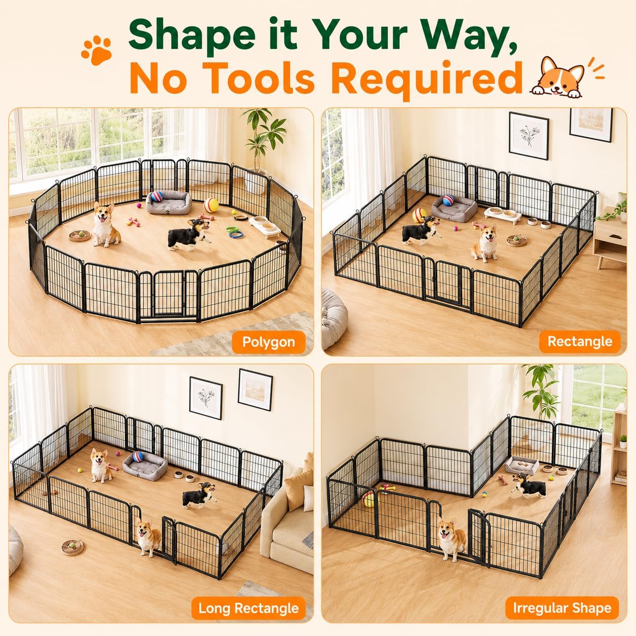 Yaheetech 16-Panel Outdoor Dog Playpen - Perfect for Indoor, Yard, and RV Adventures
